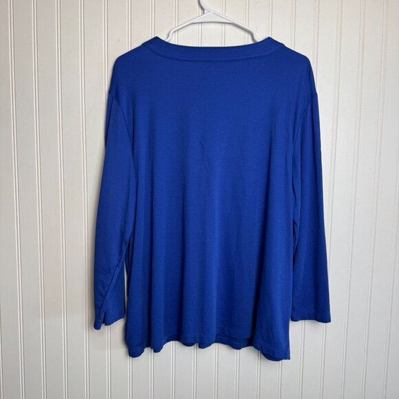 Lands' End royal blue 3/4 sleeve V-neck top size XL G18 - Picture 4 of 4
